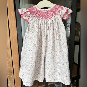 Smockingbird floral smock dress embroidered ruffles toddler girl bishop classic